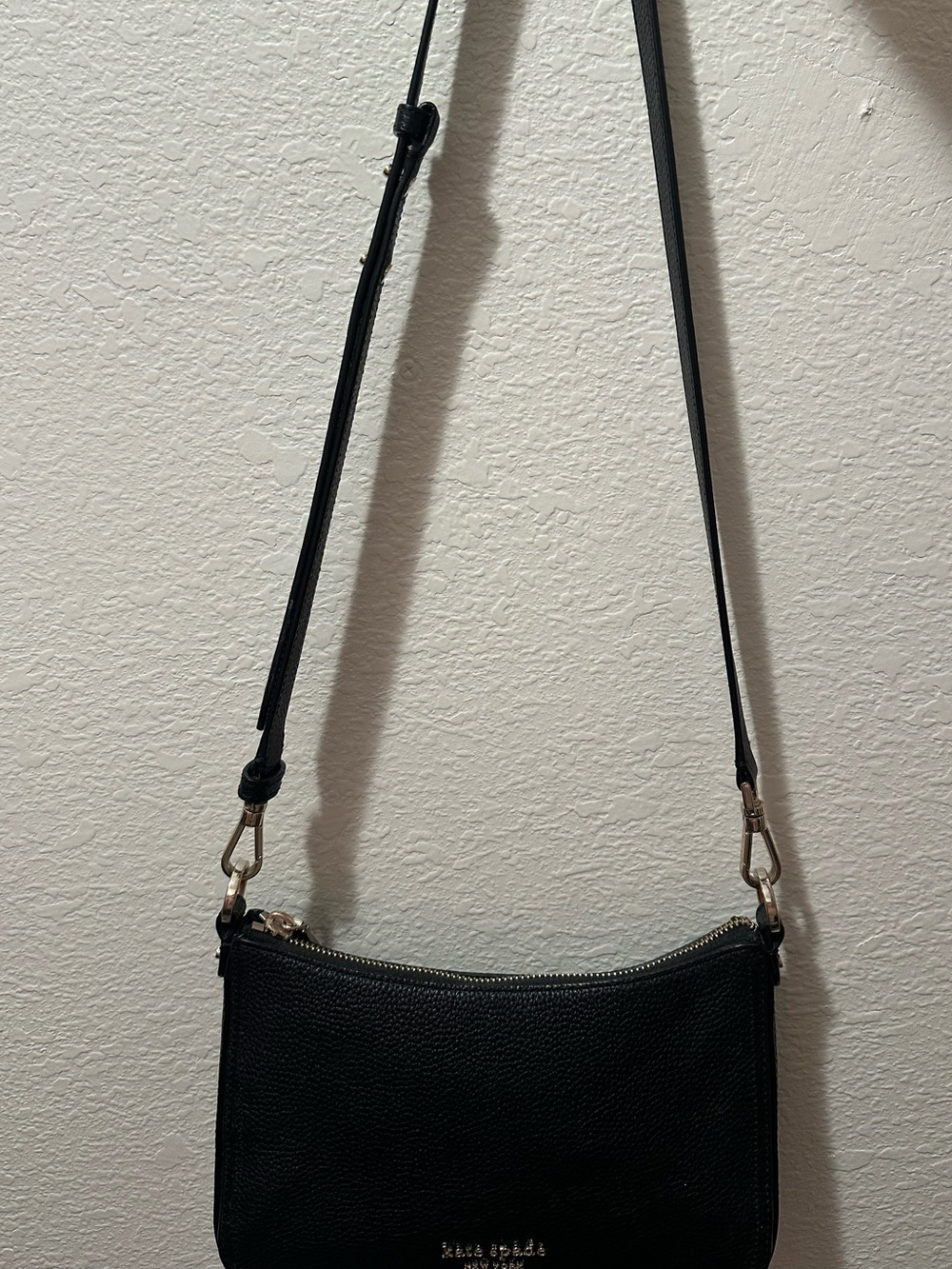 kate spade Black Pebbled Leather Crossbody with Gold Hardware
